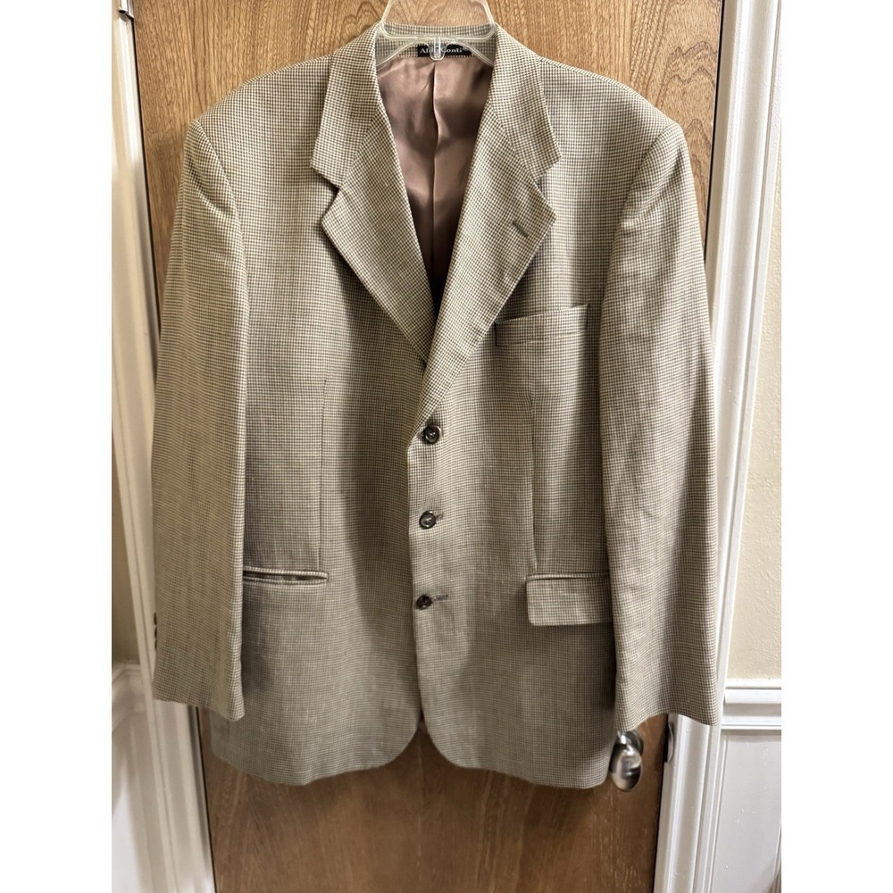 Aldo Conti Mens Italia Wool Herringbone Blazer Jacket Cream Brown 42R Formal